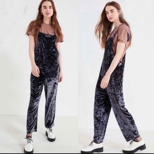 Velour Overalls Urban Outfitters Gun Metal Gray